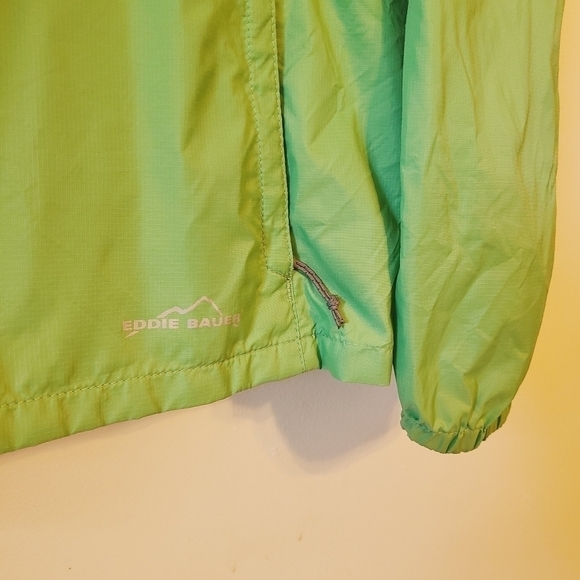Eddie Bauer | Women's Green & Gray Full Zipper Nylon Rain Jacket (Size Large) - Picture 7 of 15